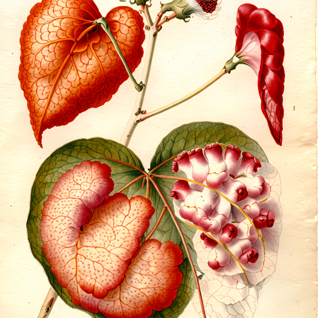 Ilustración botánica de Bixa orellana