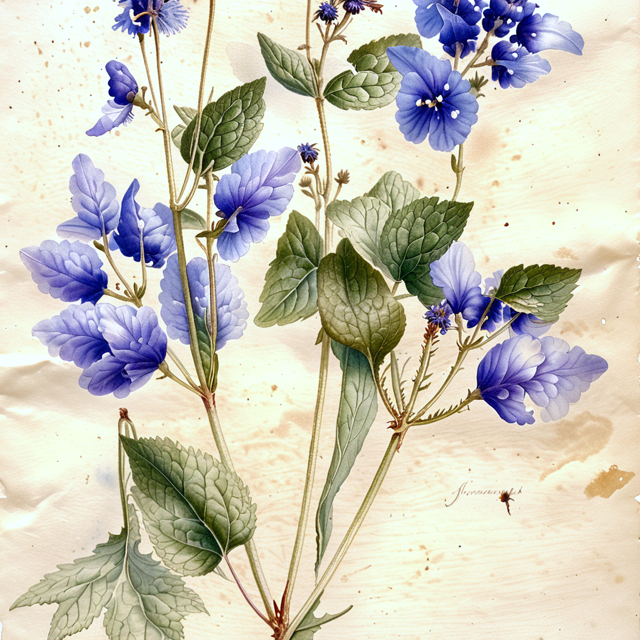 Ilustración botánica de Ageratum conyzoides