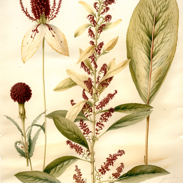 Ilustración botánica de Amaranthus hybridus