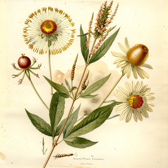 Ilustración botánica de Ambrosia peruviana