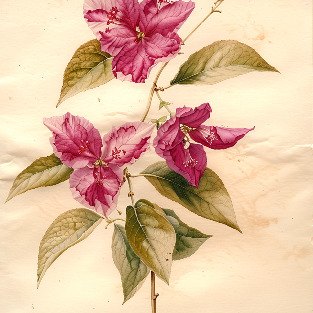 Ilustración botánica de Bougainvillea glabra
