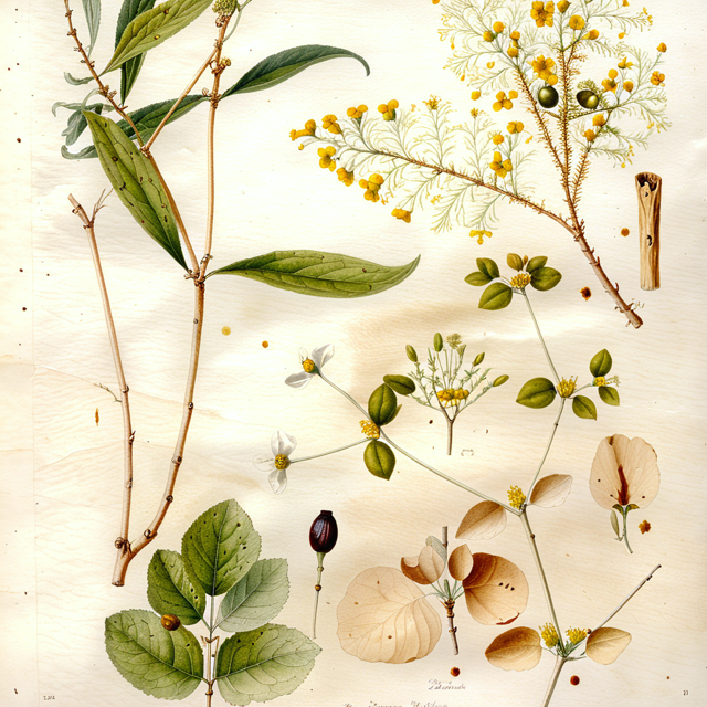 Ilustración botánica de Bursera graveolens