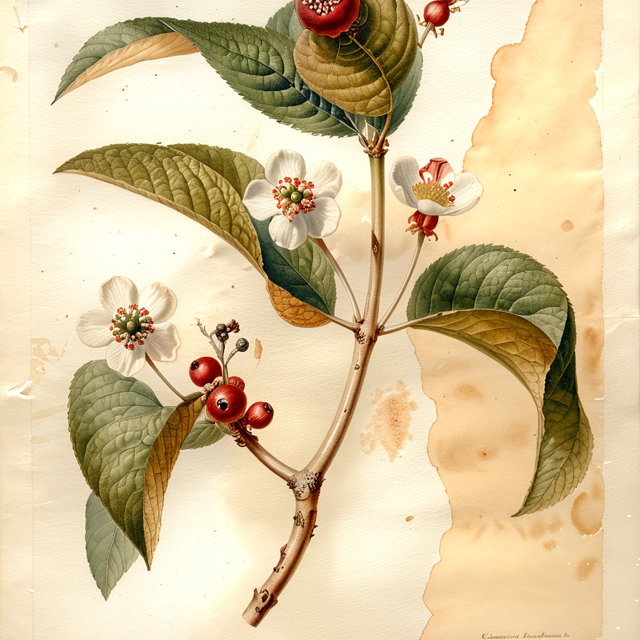 Ilustración botánica de Campomanesia xanthocarpa