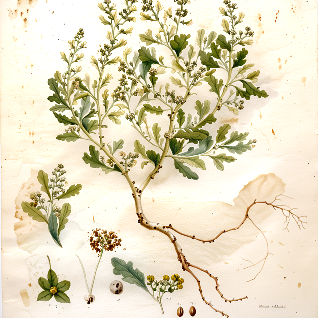 Ilustración botánica de Chenopodium pallidicaule