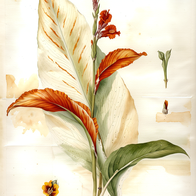 Ilustración botánica de Canna indica
