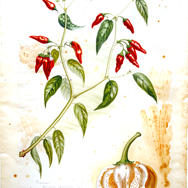 Ilustración botánica de Capsicum baccatum