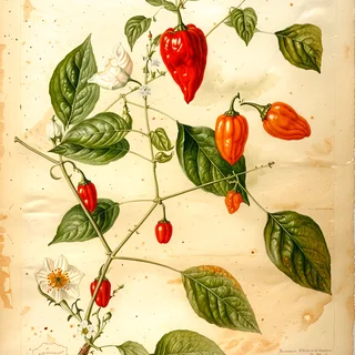 Ilustración botánica de Habanero