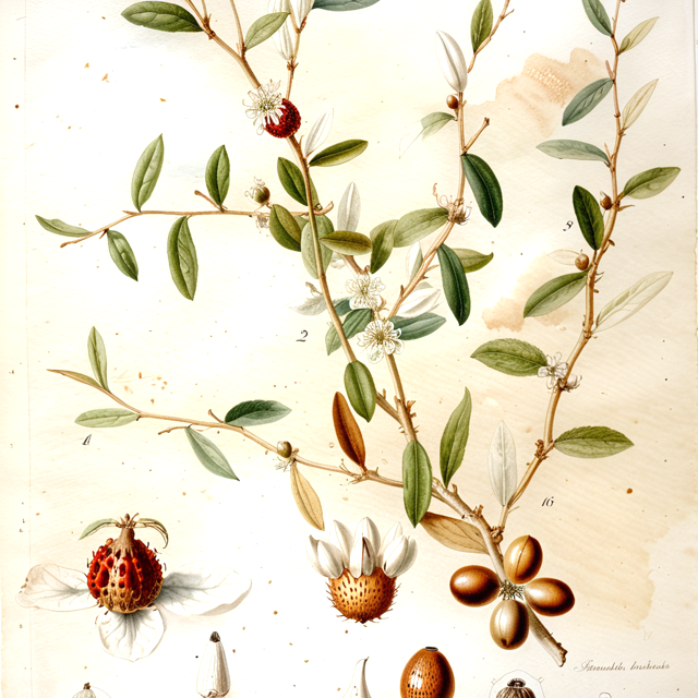 Ilustración botánica de Castela tortuosa