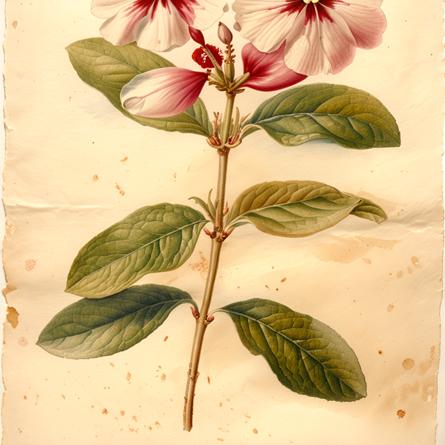 Ilustración botánica de Catharanthus roseus
