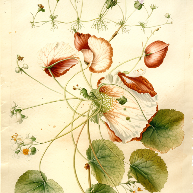 Ilustración botánica de Centella asiatica