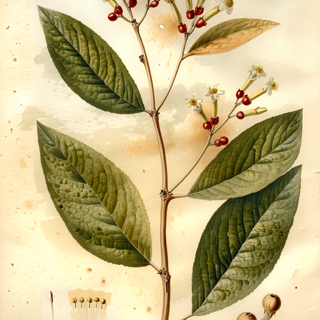 Ilustración botánica de Cestrum nocturnum