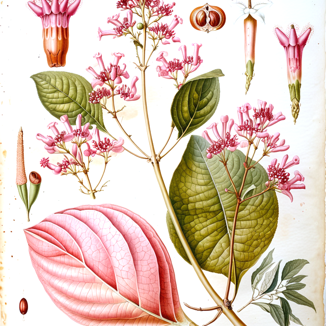 Ilustración botánica de Cinchona pubescens