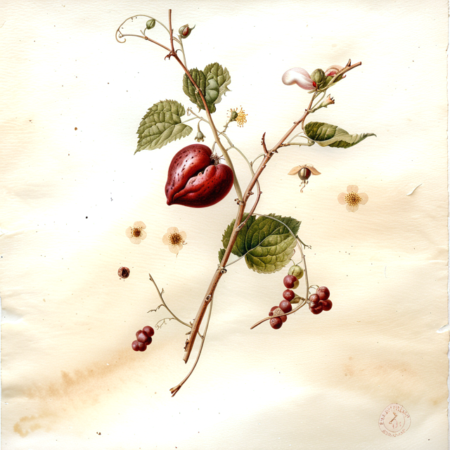 Ilustración botánica de Cissampelos pareira