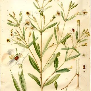 Ilustración botánica de Muña de Bolivia