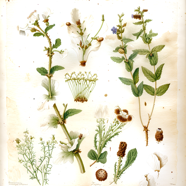 Ilustración botánica de Clinopodium brownei