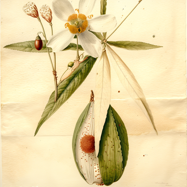 Ilustración botánica de Cochlospermum vitifolium