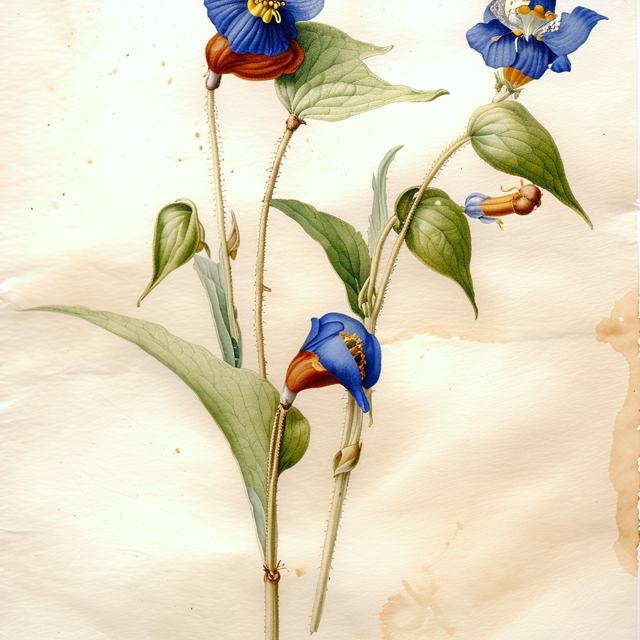 Ilustración botánica de Commelina coelestis
