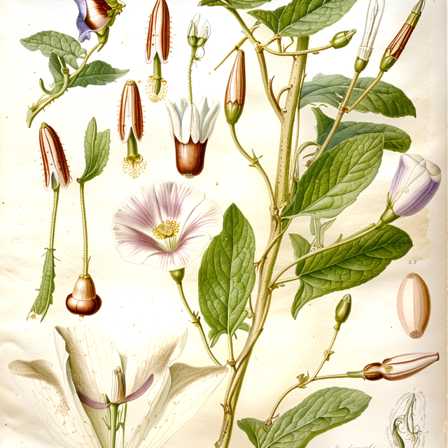 Ilustración botánica de Convolvulus arvensis