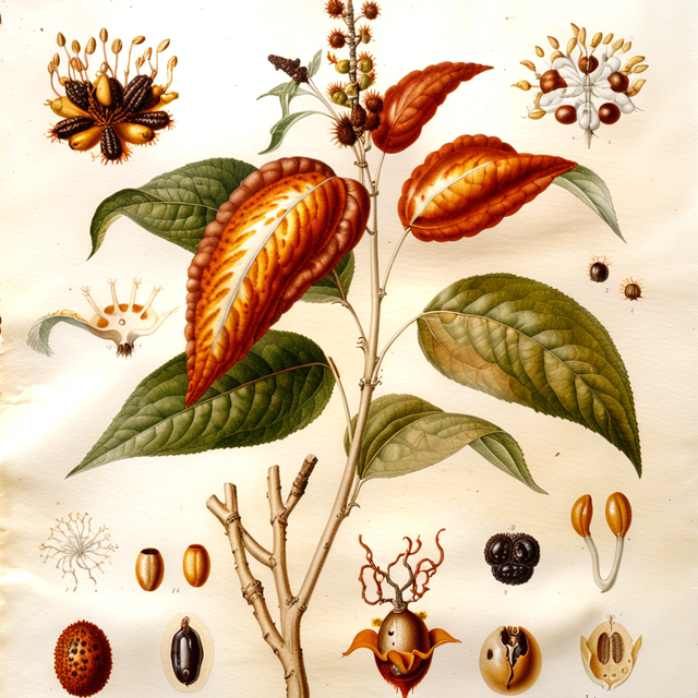 Ilustración botánica de Croton tiglium
