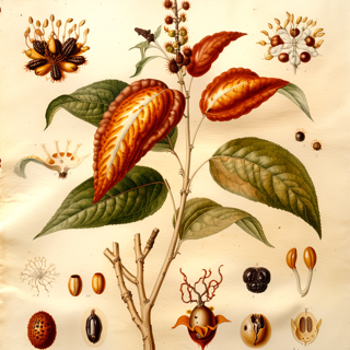 Ilustración botánica de Crotón