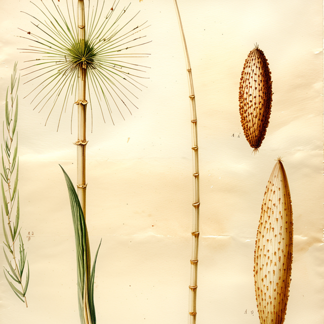 Ilustración botánica de Cyperus articulatus