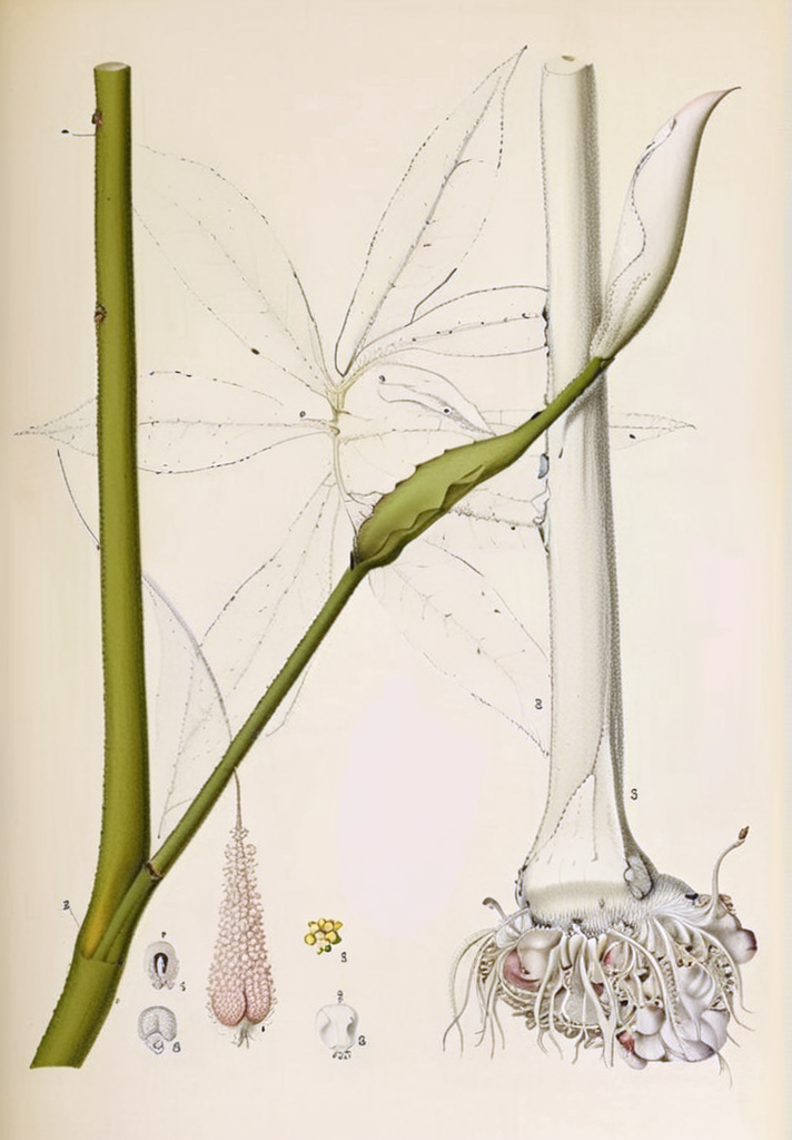Ilustración botánica de Dracontium loretense