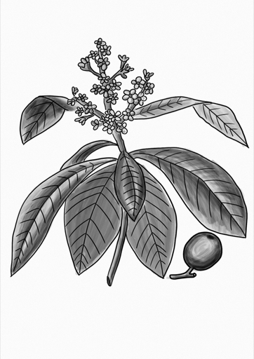 Ilustración botánica de Eriobotrya japonica