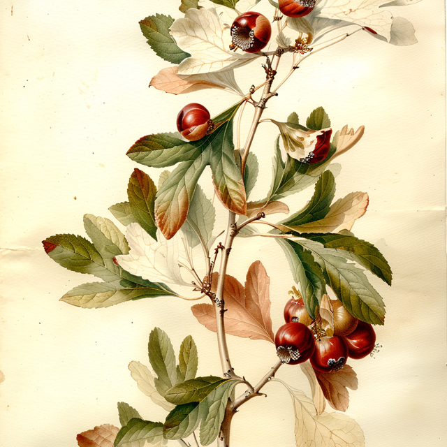 Ilustración botánica de Crataegus monogyna