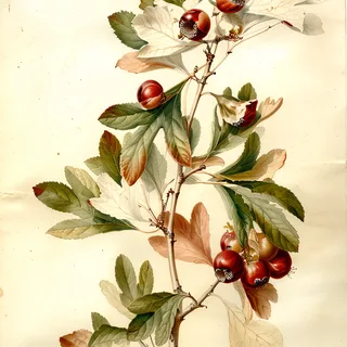 Ilustración botánica de Espino blanco