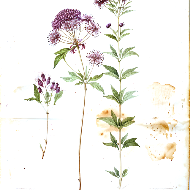 Ilustración botánica de Eupatorium purpureum