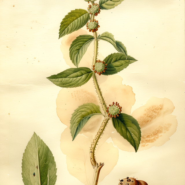 Ilustración botánica de Euphorbia hirta