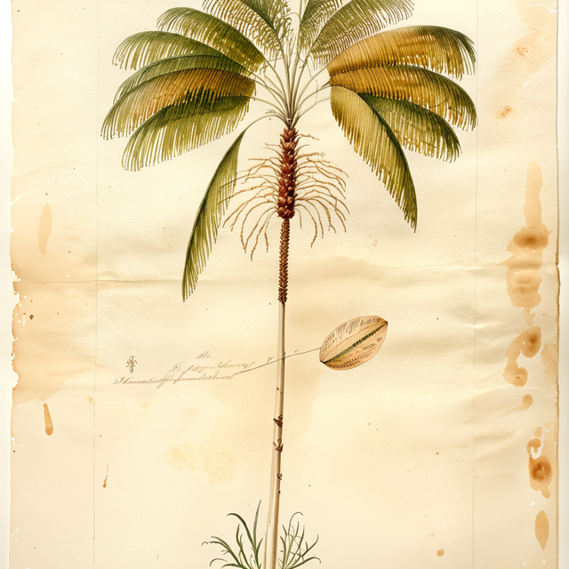 Ilustración botánica de Euterpe oleracea