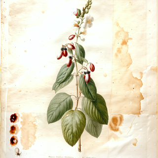 Ilustración botánica de Árnica roja