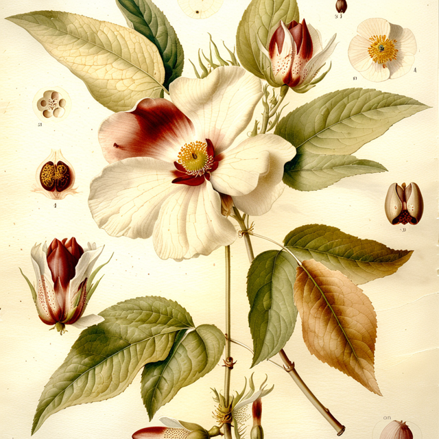 Ilustración botánica de Gossypium hirsutum