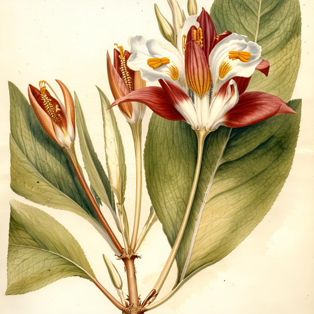 Ilustración botánica de Justicia pectoralis