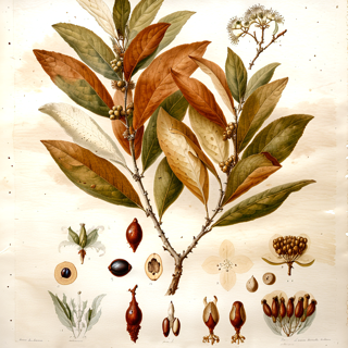 Ilustración botánica de Laurus caustica