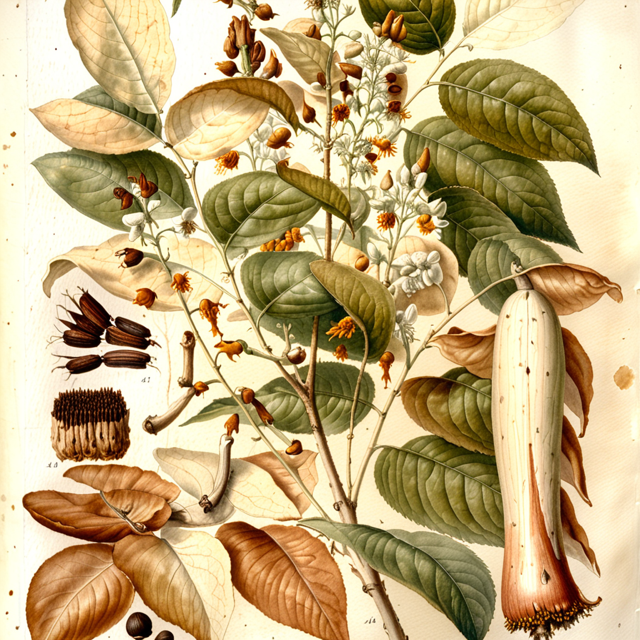 Ilustración botánica de Myroxylon balsamum