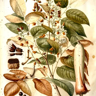 Ilustración botánica de Bálsamo de Perú