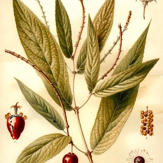 Ilustración botánica de Piper blandum