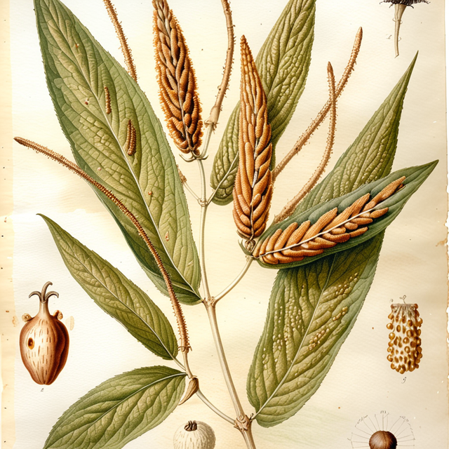 Ilustración botánica de Piper hispidum