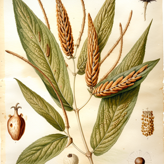 Ilustración botánica de Piper hispidum