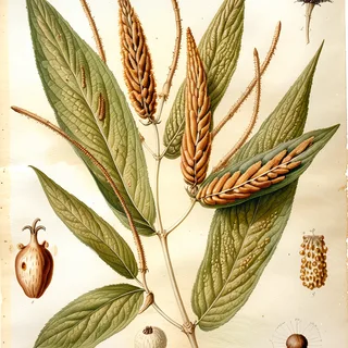 Ilustración botánica de Piper hispidum