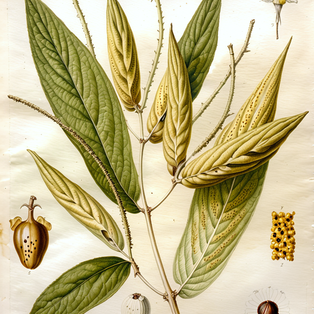Ilustración botánica de Piper lanceolatum