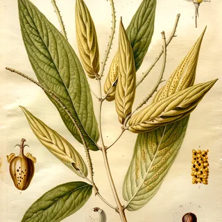 Ilustración botánica de Piper lanceolatum