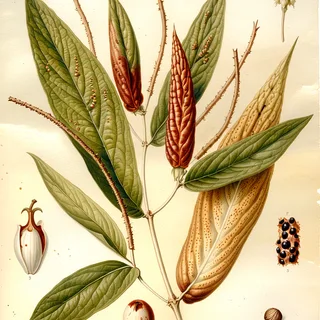 Ilustración botánica de Piper lineatum