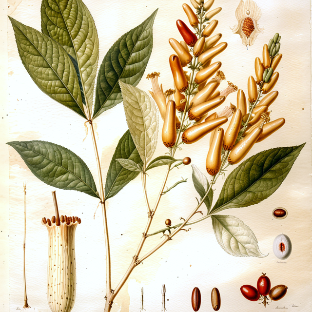Ilustración botánica de Quassia amara