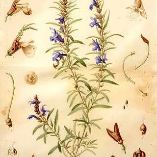 Ilustración botánica de Salvia biflora