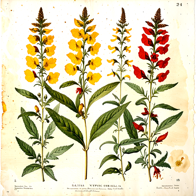 Ilustración botánica de Salvia nipponica