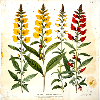 Ilustración botánica de Salvia nipponica