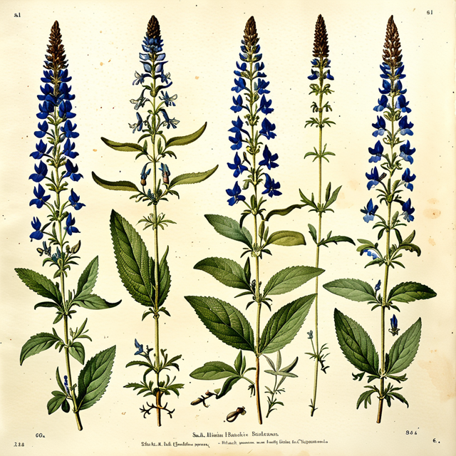 Ilustración botánica de Salvia patens